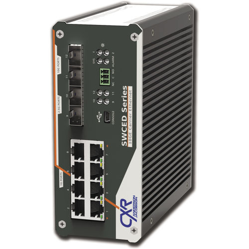 Ethernet-Switch / managed - SWCED-2112 - CXR Networks - 12 Ports / 10/100BaseT(X) / 4 Ports mit Glasfaser