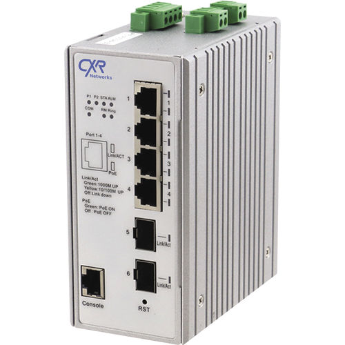 Ethernet-Switch / managed - SWMDL-H-4GPS-2USF-B - CXR Networks - 6 Ports / 10/100BaseT(X) / 4 Ports mit Glasfaser