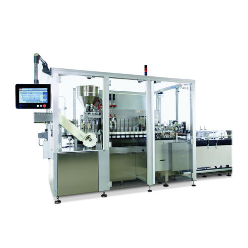 PLC-gesteuerte Füll- und Verschließmaschine - FP Series - IWK - für Lebensmittel / für kosmetische Cremes / für haftende Materialien