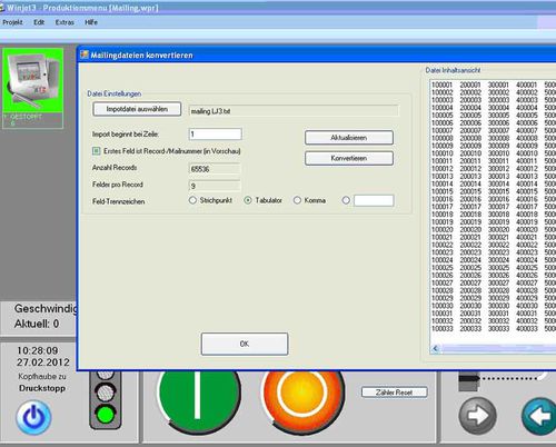 Überwachungssoftware - WINJET3 Mailing - Leibinger - Steuerung / Druck
