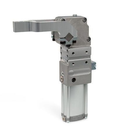 Pneumatisch gesteuerte Spanneinheit - GN 8620 - Otto Ganter GmbH & Co. KG - für Schweißverbindungen / auf Pneumatikzylinder montiert / eloxiert