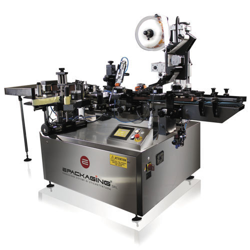 Automatische Etikettiermaschine - SATURNO 2T  - E-Packaging Srl - für Flaschen / Dosen / für Töpfe