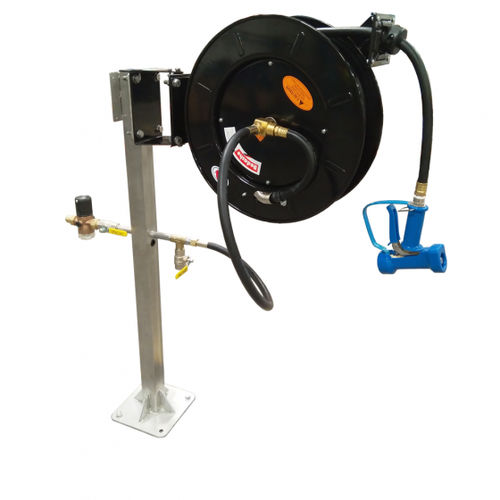 Schlauchtrommel - STD-HR series - Hughes Safety Showers - einziehbar / für Intensiveinsatz / mit Piedestal