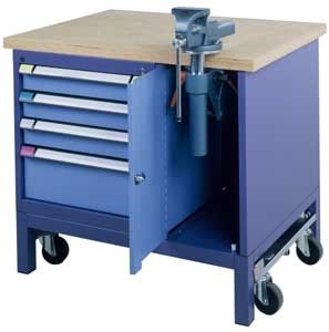 Holzwerkbank - THURMETALL - mobil / mit 4 Schubladen
