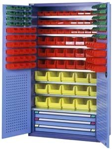 Werkstattschrank - max.  300 x 1 950 mm - THURMETALL - auf Füßen / doppeltürig / Stahl