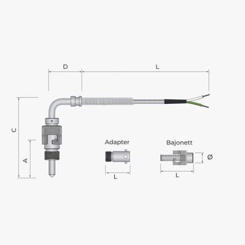 Pt100-Temperaturfühler - 212 - MESEL S.L - Pt1000 / Thermoelement Typ J / Thermoelement Typ K