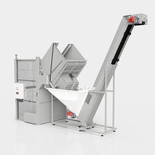 Hydraulisches Hebegerät - CAMEC srl - Trichter / Edelstahl / für Förderbänder