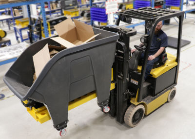 Selbstkippender Behälter / für Gabelstapler - EZ-BOX - Movex Innovation - für Müll / für Schüttgut / Roll