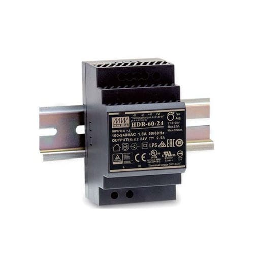 Stromversorgung für DIN-Schiene - HDR-60 series  - Mean Well - AC/DC / Einfachausgang / mit Kurzschluss-Schutz
