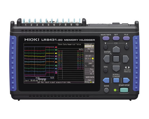 Spannungs-Datenlogger - 10ch, ±100 mV - ±60 V, 200°C - 2000°C | LR8431-20 - HIOKI E.E. CORPORATION - USB / mit LCD-Display / programmierbar