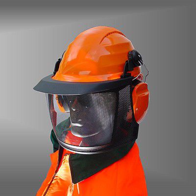 Helm für Forstwirtschaft - 2606 FPN - ENHA GmbH - orange / mit Schutzgitter / mit Visier