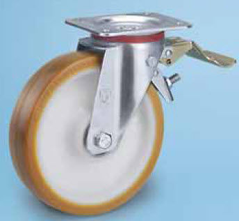 Lenkrolle - PK L series - WICKE - mit Grundplatte / mit Bremse / aus verzinktem Stahl