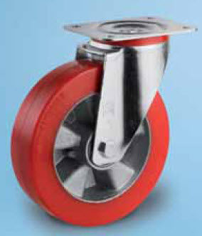 Lenkrolle - TE L series - WICKE - mit Grundplatte / mit Bremse / aus verzinktem Stahl