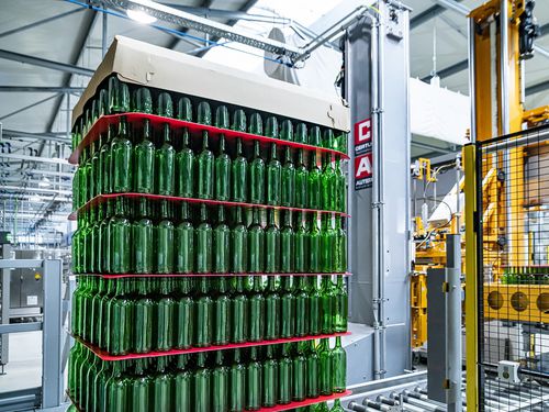 Entpalettierer durch Schub - AUTEFA SOLUTIONS - für Glasflaschen / Umschlag