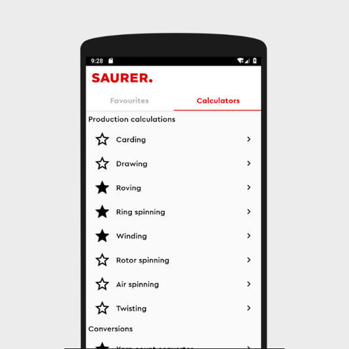 Berechnungssoftware - SAURER SCHLAFHORST - Maschinen / Prozess / Android