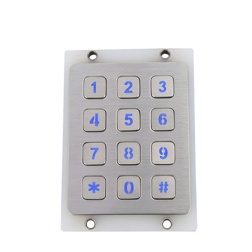 Nummernblock / gebürsteter Edelstahl - CT-KPS01-12-RM-BL - NingBo ChenTe electronics Technologies Co.,Ltd - 12 Tasten / wandmontiert / piezoelektrisch