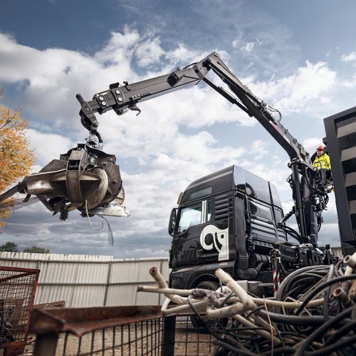 LKW-montierter Kran - 1250RZ series - Hiab - Ausleger / zusammenklappbar / für Abfall- und Schrottumschlag