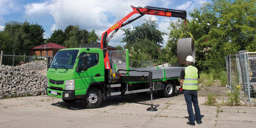 LKW-montierter Kran - PK 5.501 SLD 5 - Palfinger - zusammenklappbar / für Baustelle / für Hubanwendungen