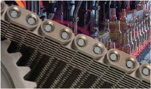 Stahl-Förderkette - Allguard FX™, Lifeguard® - Ramsey Products - Glied / für die Glasindustrie / Plastikträger