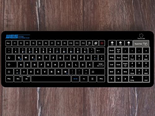 Einbaufähige Tastatur - GLAS-TASTATUR-BL-TPW-NP - WES Systeme Electronic GmbH - kapazitiv / für Industrieanwendungen / für die Medizintechnik