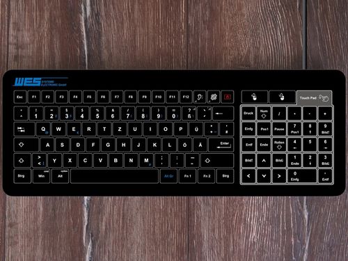 Einbaufähige Tastatur - GLAS-TASTATUR-BL-TPU-NP - WES Systeme Electronic GmbH - kapazitiv / Touchpad / für Industrieanwendungen
