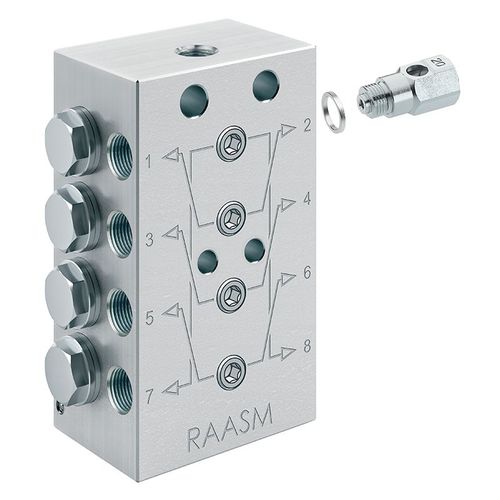 Schmiermittel-Progressivverteiler - 31415001 - RAASM SpA - modular / für Zentralschmieranlage