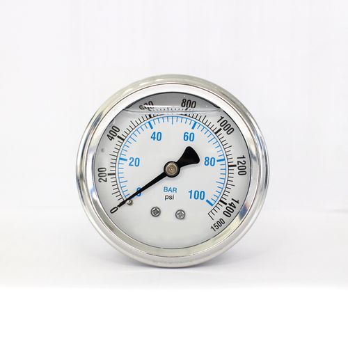 Analoges Manometer - PG-63-1500PSI-ASS - Seasons Gauge Co., Ltd - für Schalttafelmontage / Edelstahl / mit flüssigkeitsgefüllter Rohrfeder
