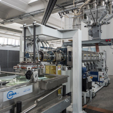 Extrusionsanlage / doppelter Ausgang - POLYTIT - S.I.M.A. s.r.l. - Monofilament / für HDPE / für Gummispanner