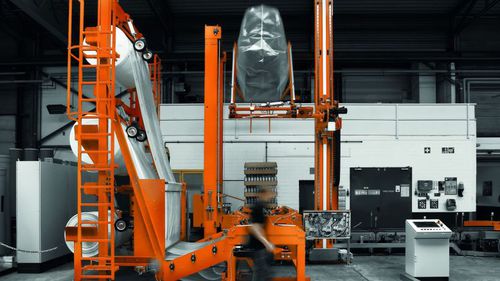 Haubenmaschine mit Schrumpffolie - Paratech - MSK - automatisch / für Baustoffe / für die Lebensmittelindustrie
