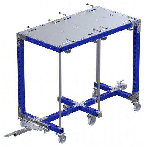 Reinigungswagen - Q-100-0089  - FlexQube - Metall / Fachböden / 6-Rad