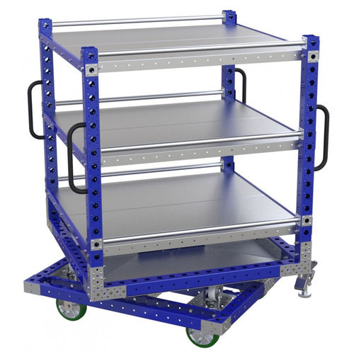 Wagen für Materialumschlag - Q-100-0360  - FlexQube - Metall / Fachböden / für Behälter