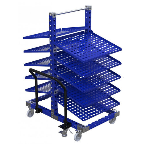 Lagerungswagen - Q-100-0237  - FlexQube - Metall / Fachböden / mit Lenkrolle