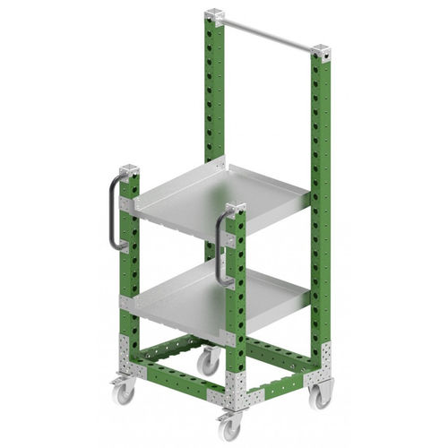 Reinigungswagen - Q-100-0428  - FlexQube - Metall / Fachböden / Werkzeughalter