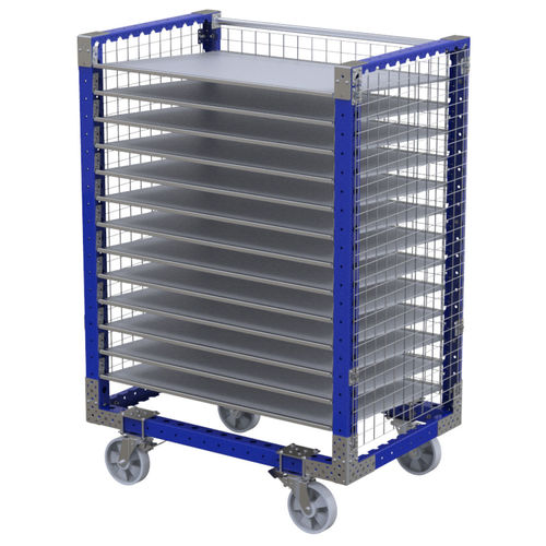 Lagerungswagen - Q-100-0317  - FlexQube - Metall / Fachböden / für Behälter