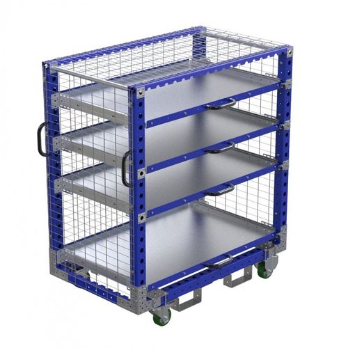 Wagen für Materialumschlag - Q-100-0508  - FlexQube - Metalldraht / Fachböden / mit Lenkrolle