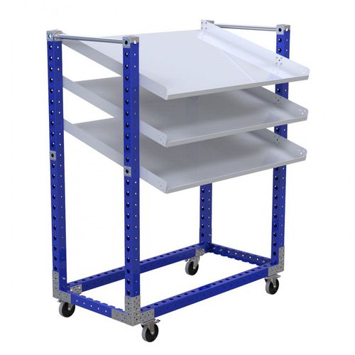 Wagen für Materialumschlag - Q-100-0808  - FlexQube - Metall / Fachböden / mit Lenkrolle
