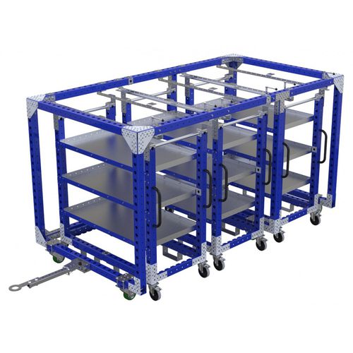 Wagen für Materialumschlag - Q-100-0381  - FlexQube - Metall / Fachböden / 6-Rad
