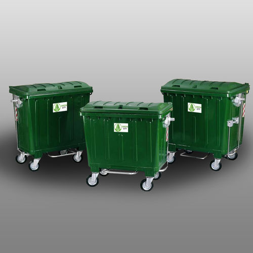 Müllbehälter / galvanisiertem Stahl - Green City International doo - für städtische Produkte / mit Deckel / 4 Räder