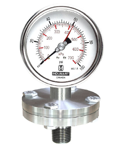 Manometer mit Zifferblatt-Anzeige - P x series - Indumart - Edelstahl / Messing / Rohrfeder