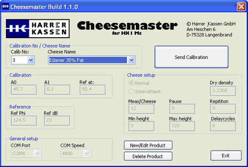 Kalibrierungssoftware - Cheesemaster - Harrer & Kassen - Prozess / Windows