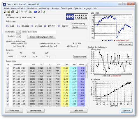 Kalibrierungssoftware - Specter 3 - Harrer & Kassen - Visualisierung / Industrie / Windows