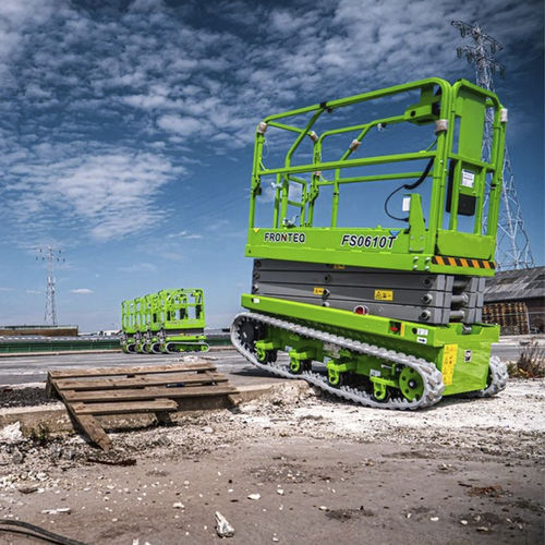 Scherenarbeitsbühne auf Raupen - FS series - Eurocrane(China)Co.,Ltd - batteriebetrieben / Innen- und Außenbereich / für enge Gänge