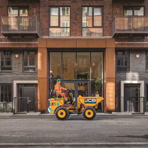 Dumper mit Gummireifen - 1TE - JCB - vollelektrisch / mit Heckentladung / Fronthochkipper