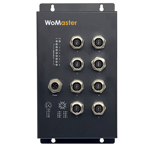 Ethernet-Switch / mit M12-Steckverbinder - MS208 - WoMaster - unmanaged / 8 Ports / Gigabit-Ethernet