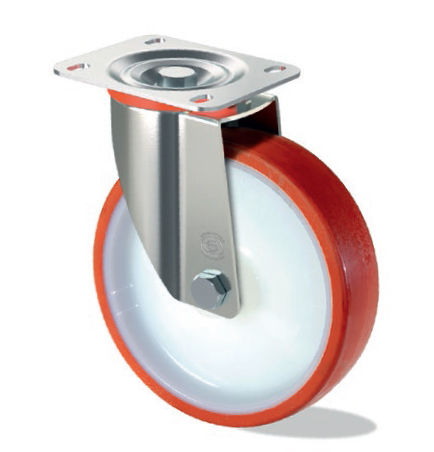 Lenkrolle - M S10 GP - Tecno Ruote Group Srl - mit Grundplatte / Polyurethan / Pressstahl