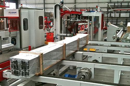 Umreifungsmaschine für Pakete - EMMEBI SRL - automatisch / für Aluminiumprofile / vertikal