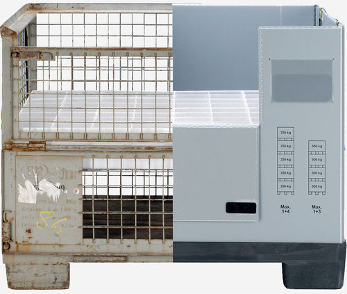 Kunststoff-Palettenbox - Super Quad Box - KTP Kunststoff Palettentechnik - Lager / zusammenklappbar / mit Deckel