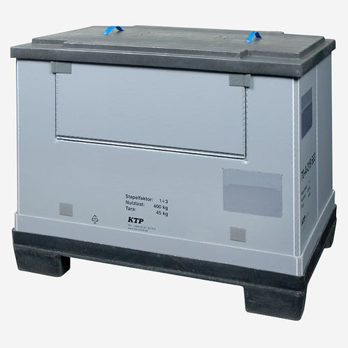 Kunststoff-Palettenbox - Quad Box Duo - KTP Kunststoff Palettentechnik - Transport / zusammenklappbar / mit Deckel
