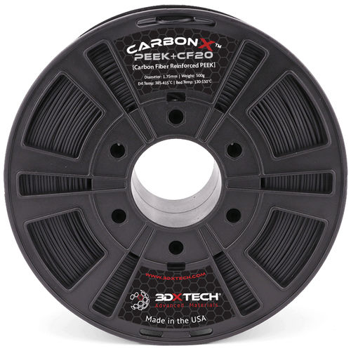 PEEK-Filament / für 3D-Drucker - CarbonX™ PEEK+CF20 - 3DXtech - 1,75 mm / schwarz / chemikalienbeständig