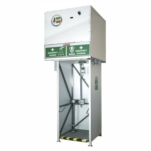 Bodenstehende Sicherheitsdusche - 6180-TK1200 - EPITECNICA EUROPA, S.L. - auf Plattform montiert / augen / Tank